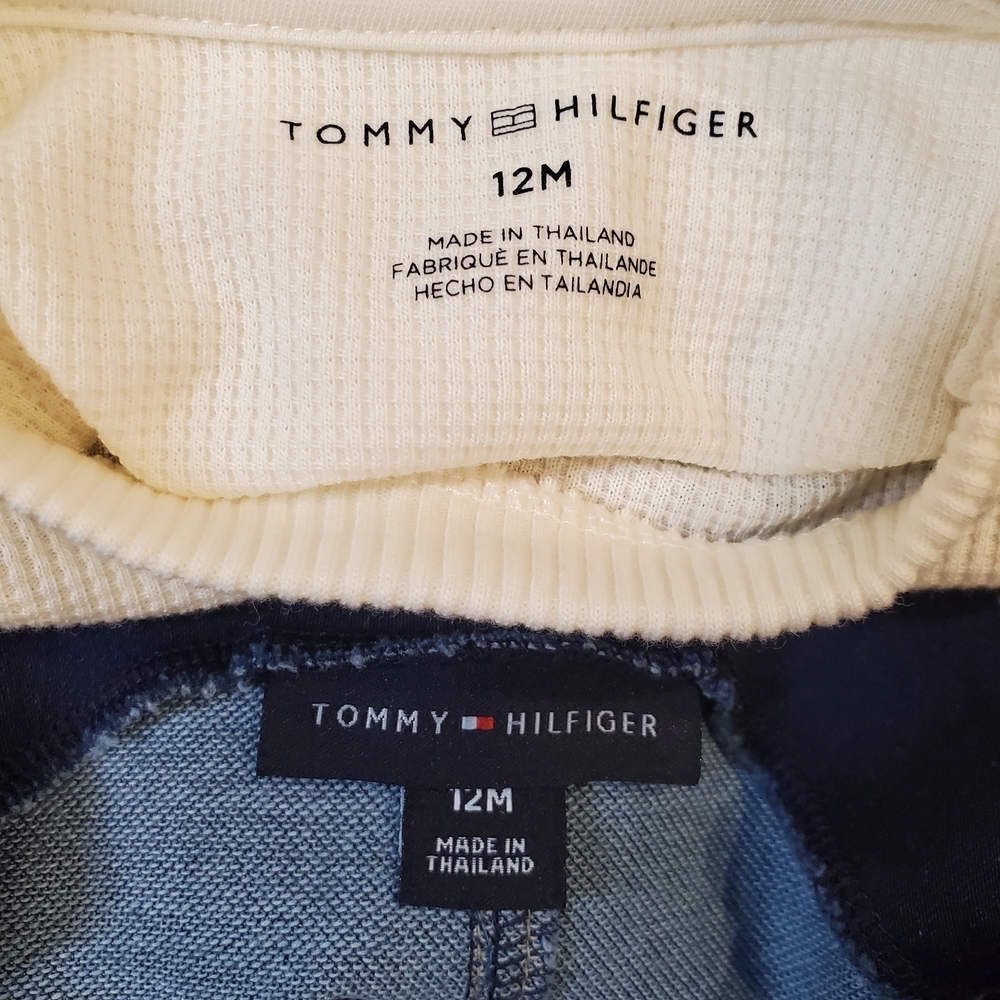 Tommy Hilfiger Denim Carpenter Bib Overalls Baby 12M Long Sleeve Thermal Tee - Picture 10 of 11